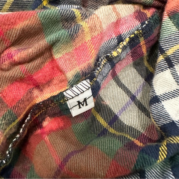 The Au Vintage Shacket Plaid Button Down Distressed Long Top - Picture 4 of 5